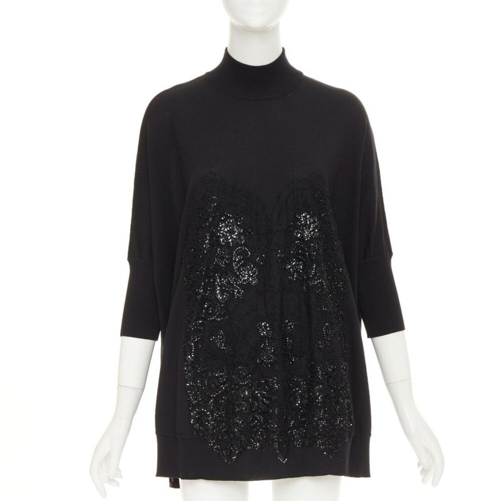 Givenchy wool blend sequin lace turtleneck tunic